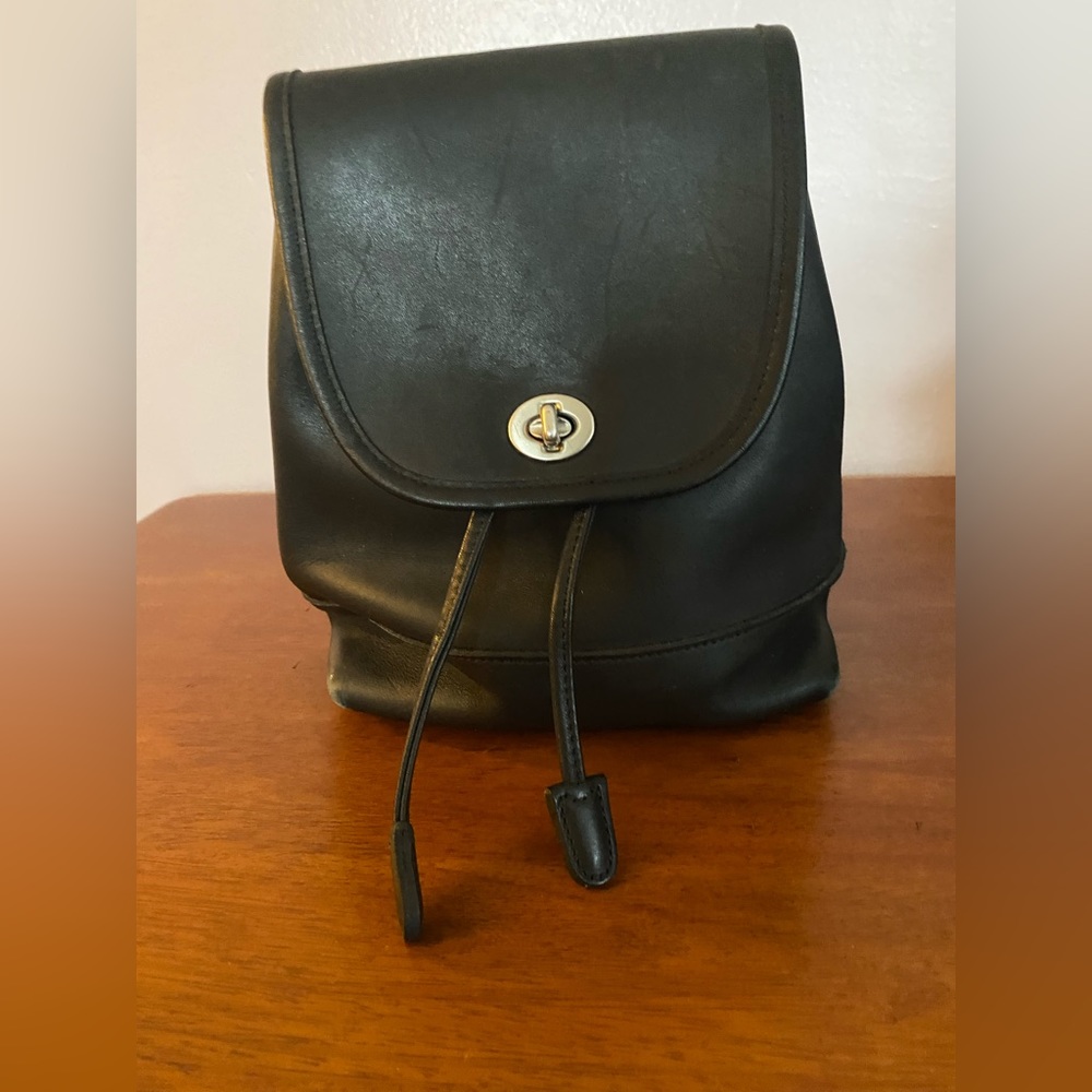 Coach vintage small leather backpack with nickel hardware.Style number 9960.